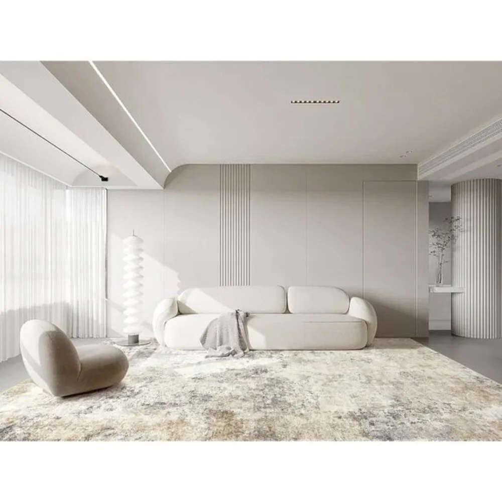 New 5x7 Golden Grey Area Rug, Washable Modern Abstract Soft Non-Slip Carpet